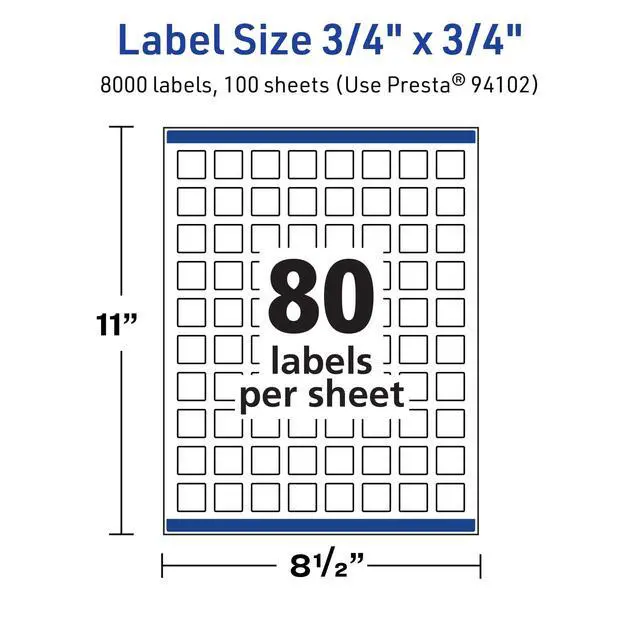 Alt view image 5 of 7 - TrueBlock Matte White Square Labels, Sure Feed Technology, 0.75" x 0.75", 8,000 Matte White Labels, Print-to-The-Edge, Laser/Inkjet Printable, Great for Product Merchandising Stickers