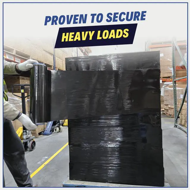 Alt view image 6 of 7 - 18" Stretch Film/Wrap 1500 feet 7 Layers 80 Gauge Industrial Strength up to 800% Stretch Ability Black Durable Adhering Packing Moving Heavy Duty Shrink Film, Wrap Holder Included Box of 4