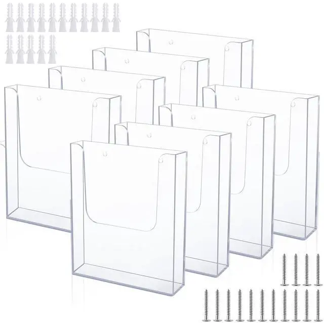 Main image of 8 Pack Brochure Holder Wall Mount 8.5 x 11 Inch Clear Flyer Stand Acrylic Magazine Booklet Display Stand Plastic File Mail Literature Pamphlet Holder for Paper Organizer Rack Display