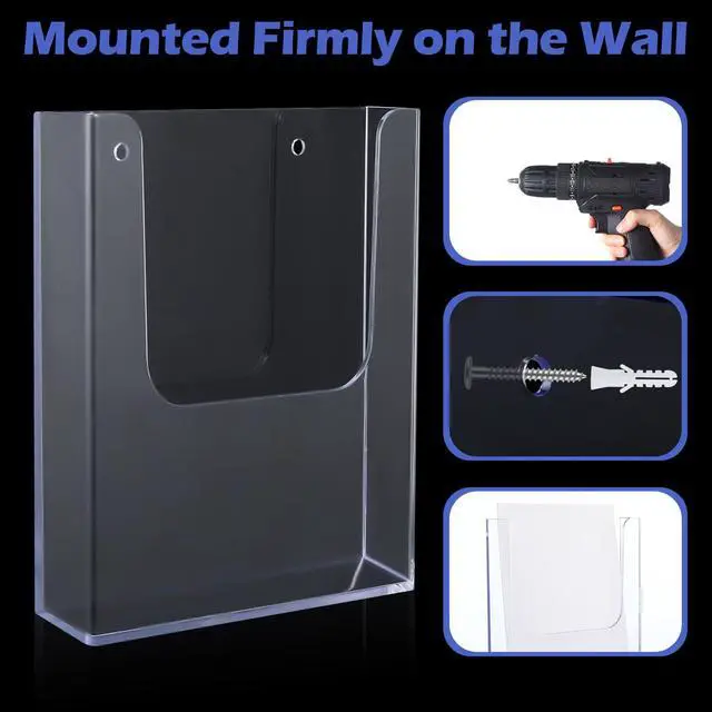 Alt view image 4 of 7 - 8 Pack Brochure Holder Wall Mount 8.5 x 11 Inch Clear Flyer Stand Acrylic Magazine Booklet Display Stand Plastic File Mail Literature Pamphlet Holder for Paper Organizer Rack Display