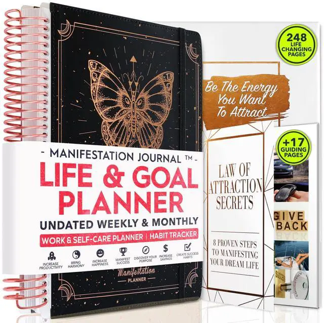 Main image of Manifestation Journal Hourly, Weekly & Monthly Planner | 12-Month to Increase Productivity, Life Organizer & Goal Planner | Spiral Journal, Habit Tracker, Foldable Vision Board, Gift Box & Stickers