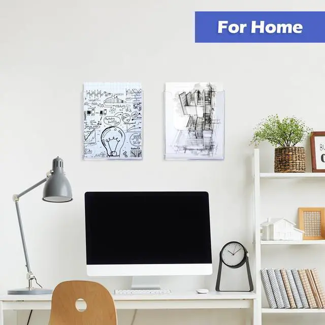 Alt view image 7 of 7 - 8 Pack Brochure Holder Wall Mount 8.5 x 11 Inch Clear Flyer Stand Acrylic Magazine Booklet Display Stand Plastic File Mail Literature Pamphlet Holder for Paper Organizer Rack Display