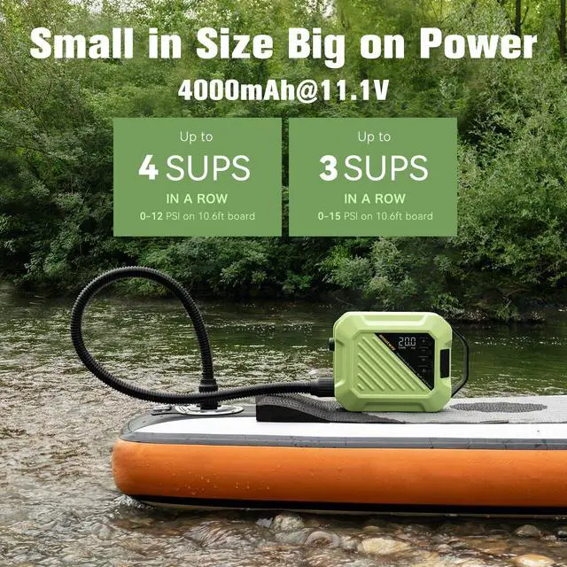 Alt view image 3 of 7 - Paddle Board Electric Pump High Pressure Rechargeable Auto-Off | 20PSI Battery Powered Cordless Portable Inflatable Automatic Inflation Deflation SUP Accessories Kayak Tent Air Pump