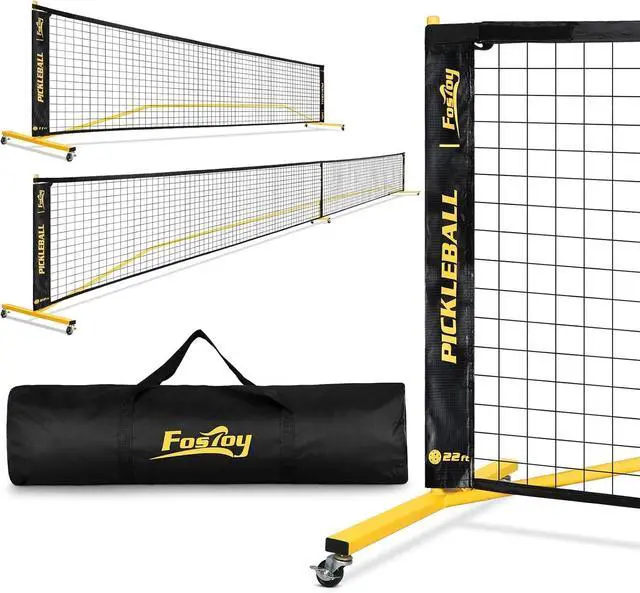 Main image of Portable Pickleball Net Set with Wheels, 22 FT & Half Court 11 FT | Pickle Ball Net System, Steady Metal Frame with Carry Bag for Backyards, Driveways, and Garages