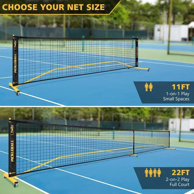 Alt view image 3 of 7 - Portable Pickleball Net Set with Wheels, 22 FT & Half Court 11 FT | Pickle Ball Net System, Steady Metal Frame with Carry Bag for Backyards, Driveways, and Garages