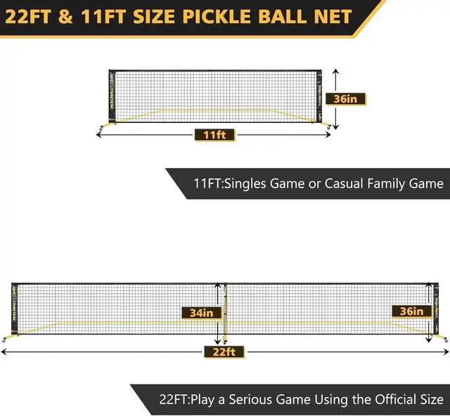 Alt view image 7 of 7 - Portable Pickleball Net Set with Wheels, 22 FT & Half Court 11 FT | Pickle Ball Net System, Steady Metal Frame with Carry Bag for Backyards, Driveways, and Garages