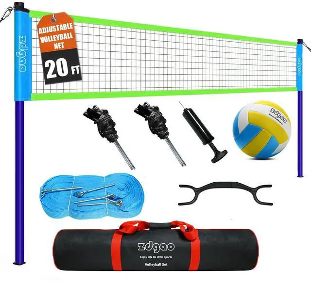 Main image of Outdoor Portable Adjustable Volleyball Net System with Bag | Complete Practice Kit| Height Adjustable|Multiple Size| for backyard, beach, and lawn play| Portable|Easy Set up