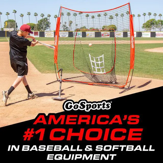 Alt view image 2 of 6 - 7 ft x 7 ft Baseball & Softball Nets - Red, Black, Drip or PRO - Practice Hitting & Pitching Net with Bow Type Frame, Carry Bag and Strike Zone, Great for All Skill Levels