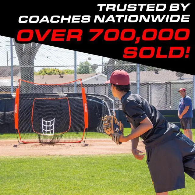 Alt view image 3 of 6 - 7 ft x 7 ft Baseball & Softball Nets - Red, Black, Drip or PRO - Practice Hitting & Pitching Net with Bow Type Frame, Carry Bag and Strike Zone, Great for All Skill Levels