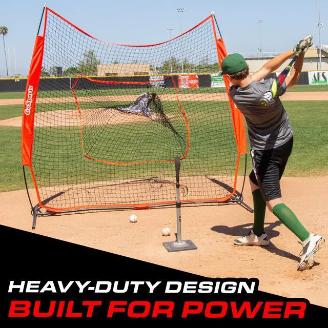 Alt view image 4 of 6 - 7 ft x 7 ft Baseball & Softball Nets - Red, Black, Drip or PRO - Practice Hitting & Pitching Net with Bow Type Frame, Carry Bag and Strike Zone, Great for All Skill Levels