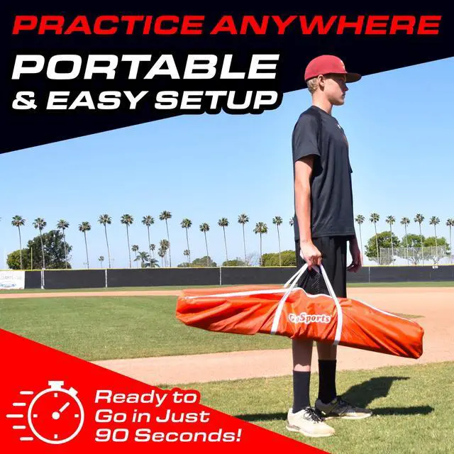 Alt view image 6 of 6 - 7 ft x 7 ft Baseball & Softball Nets - Red, Black, Drip or PRO - Practice Hitting & Pitching Net with Bow Type Frame, Carry Bag and Strike Zone, Great for All Skill Levels