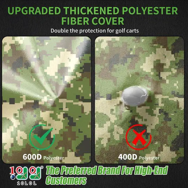 Alt view image 2 of 7 - Heavy Duty 650D Golf Cart Cover for 2/4/6 Passengers EZGO, Club Car and Yamaha, All Weather Outdoor Protection Weatherproof