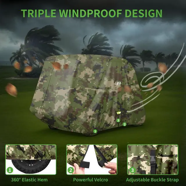 Alt view image 4 of 7 - Heavy Duty 650D Golf Cart Cover for 2/4/6 Passengers EZGO, Club Car and Yamaha, All Weather Outdoor Protection Weatherproof