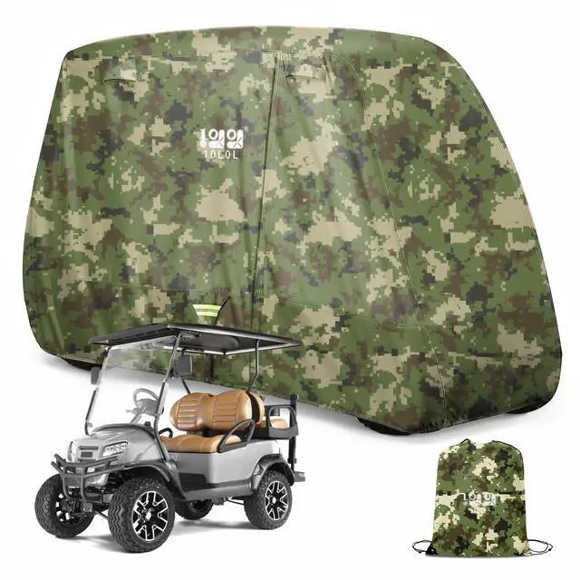 Main image of Heavy Duty 650D Golf Cart Cover for 2/4/6 Passengers EZGO, Club Car and Yamaha, All Weather Outdoor Protection Weatherproof