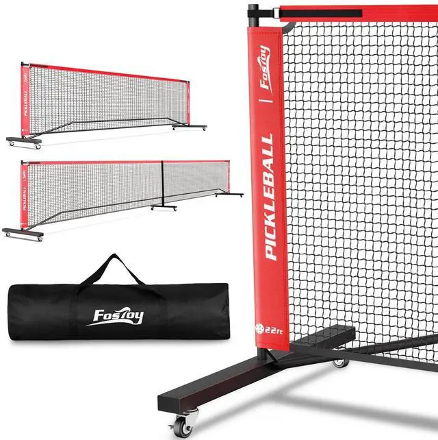 Main image of Portable Pickleball Net Set with Wheels, 22 FT & Half Court 11 FT | Pickle Ball Net System, Steady Metal Frame with Carry Bag for Backyards, Driveways, and Garages