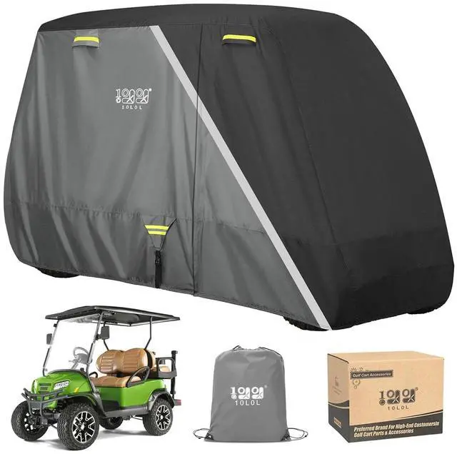 Main image of Heavy Duty 650D Golf Cart Cover for 2/4/6 Passengers EZGO, Club Car and Yamaha, All Weather Outdoor Protection Weatherproof