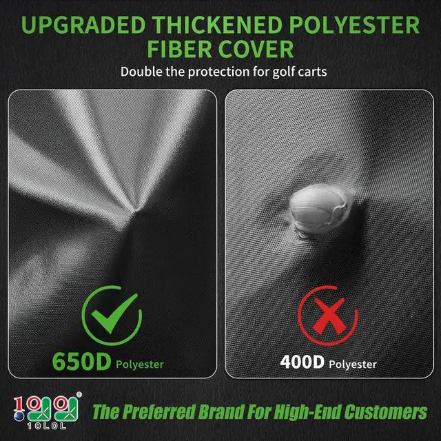 Alt view image 2 of 7 - Heavy Duty 650D Golf Cart Cover for 2/4/6 Passengers EZGO, Club Car and Yamaha, All Weather Outdoor Protection Weatherproof