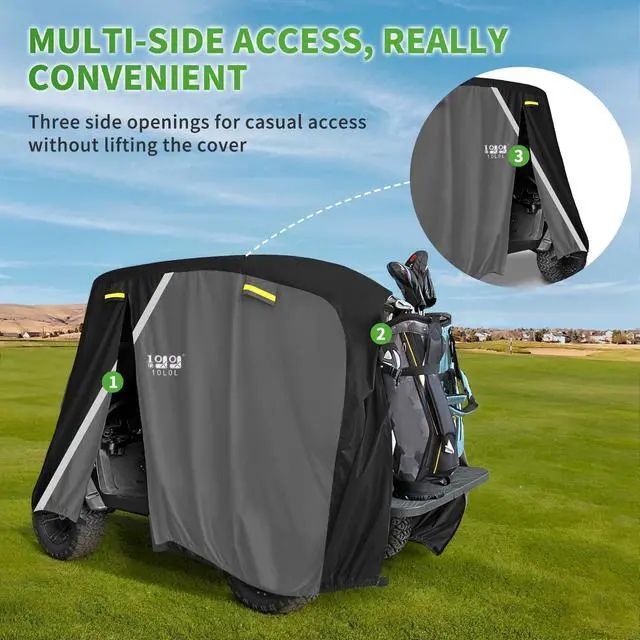Alt view image 3 of 7 - Heavy Duty 650D Golf Cart Cover for 2/4/6 Passengers EZGO, Club Car and Yamaha, All Weather Outdoor Protection Weatherproof