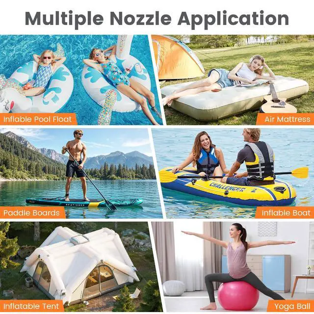 Alt view image 7 of 7 - Portable Rechargeable Electric SUP Paddle Board Pump, Intelligent Dual Stage Inflation&Deflation, Up to 20PSI and Auto-Off for Stand UP Paddle Boards, Kayaks, Tents