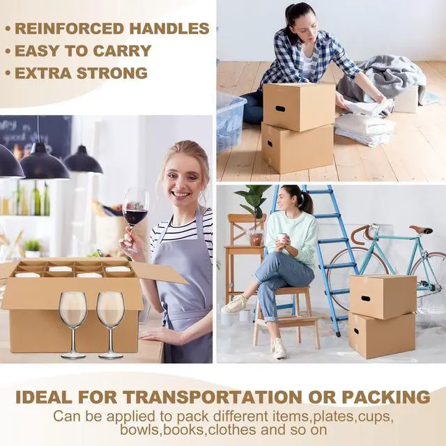 Alt view image 6 of 6 - 5 Sets Glass Packing Kit for Glasses and Stemware Includes Kitchen Moving Boxes Cell Divider Unit Foam Pouches Glass Packing Boxes for Moving Glasses Wine Dish(15 x 12 x 10 Inch)