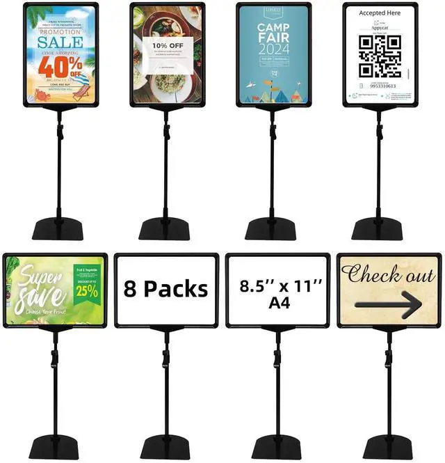 Main image of Sign Holder Stand,Sign Stand for Display,Adjustable Sign Holders For Table TopTable Sign Holders 8.5 x 11,8 Packs,Black