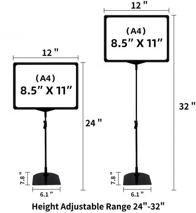 Alt view image 3 of 6 - Sign Holder Stand,Sign Stand for Display,Adjustable Sign Holders For Table Top,Table Sign Holders 8.5 x 11,6 Packs,Black