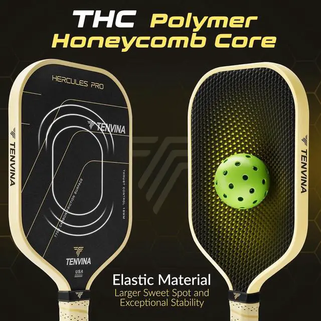 Alt view image 4 of 7 - TENVINA Pickleball Paddles, Thermoformed T700SC Carbon Fiber Pickleball Paddle, Pickle Ball Paddle USAPA Approved for Larger Power and Sweet Spot