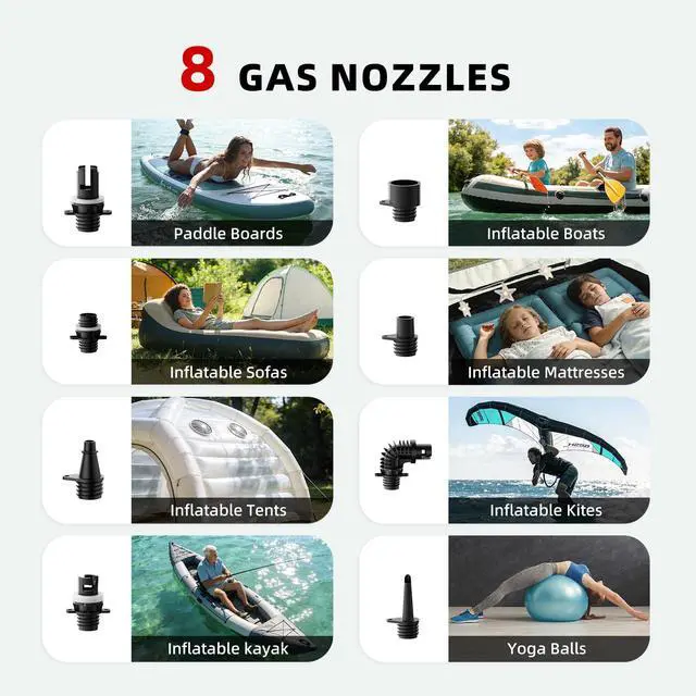 Alt view image 5 of 7 - Electric Paddle Board Pump, 22PSI Rechargeable 12000mAh SUP Pump, Theer Stage Inflation/Deflation, Automatic Power-Off Functions, Suitable for Stand up Paddle Boards, Kayak, Surfing Kite, Boat