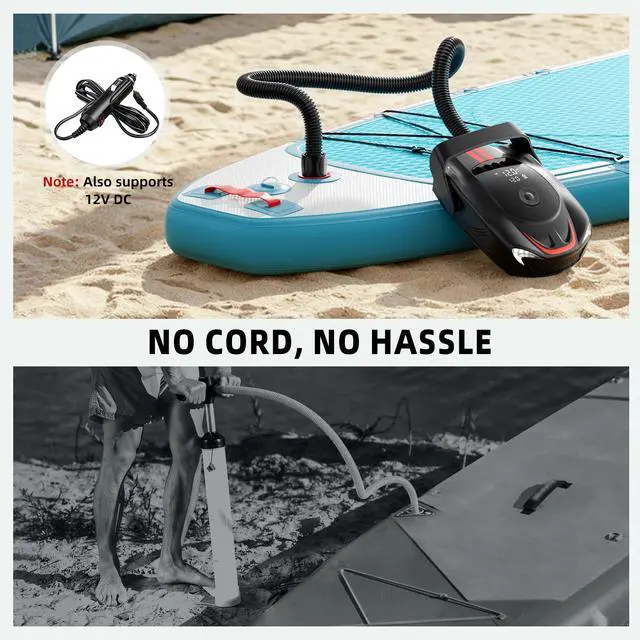 Alt view image 7 of 7 - Electric Paddle Board Pump, 22PSI Rechargeable 12000mAh SUP Pump, Theer Stage Inflation/Deflation, Automatic Power-Off Functions, Suitable for Stand up Paddle Boards, Kayak, Surfing Kite, Boat
