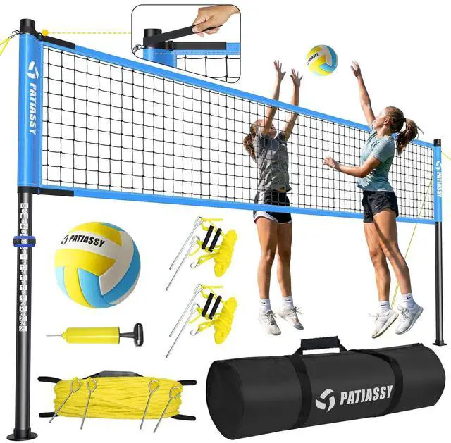 Main image of Outdoor Volleyball Net System, 32FT Regulation Size Anti-Sag Net, Quick Setup Adjustable Height Poles, Volleyball Set with Pump, Boundary Line and Carry Bag for Backyard Beach Lawn
