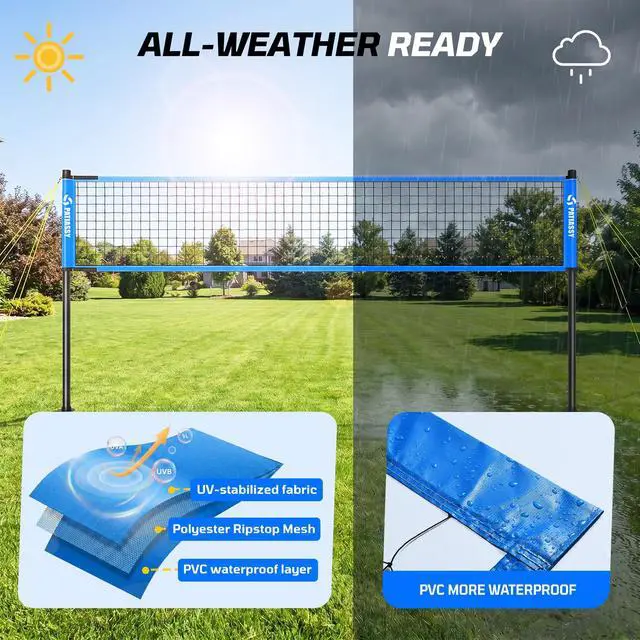 Alt view image 5 of 7 - Outdoor Volleyball Net System, 32FT Regulation Size Anti-Sag Net, Quick Setup Adjustable Height Poles, Volleyball Set with Pump, Boundary Line and Carry Bag for Backyard Beach Lawn