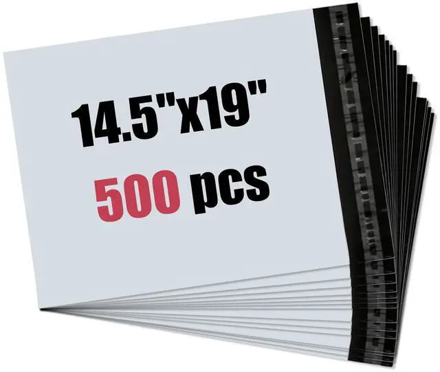 Main image of 19"x14.5" Poly Mailers 500Pcs Shipping Bags for Clothes, Strong Adhesive Self-Seal Shipping Envelopes Waterproof Packaging Mailing Bags, White Tear-resistant Polymailers for Small Business