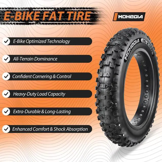 Alt view image 5 of 7 - Ebike Fat Tire: 20x4.0/26x4.0 Inch E-Bike Mountain Bicycle Tire Replacement,High-Performance and All-Terrain Folding Electric MTB Tire with Offroad or Trail Riding