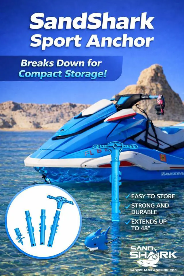 Alt view image 2 of 7 - SandShark New Sport Boat Anchor and Jet Ski Anchor. Shallow Water Anchor Pole for Boat and PWC. Sand Anchor Kit for Boat and Kayak Anchor System. Easy Storage, High-Strength ABS