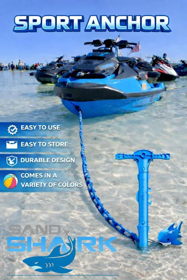Alt view image 3 of 7 - SandShark New Sport Boat Anchor and Jet Ski Anchor. Shallow Water Anchor Pole for Boat and PWC. Sand Anchor Kit for Boat and Kayak Anchor System. Easy Storage, High-Strength ABS