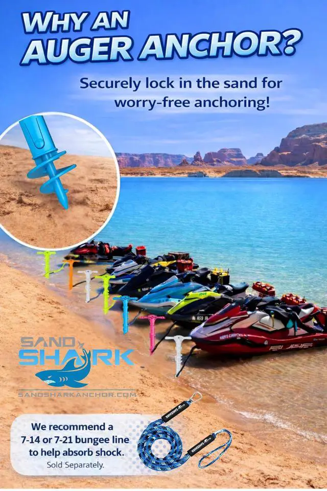 Alt view image 5 of 7 - SandShark New Sport Boat Anchor and Jet Ski Anchor. Shallow Water Anchor Pole for Boat and PWC. Sand Anchor Kit for Boat and Kayak Anchor System. Easy Storage, High-Strength ABS