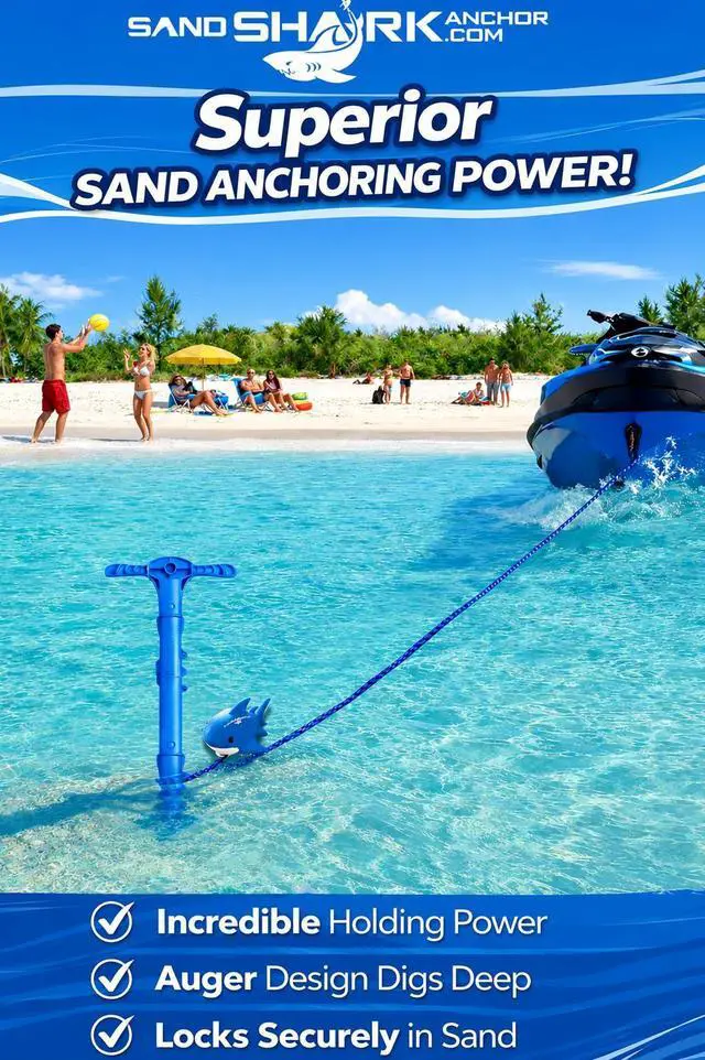 Alt view image 6 of 7 - SandShark New Sport Boat Anchor and Jet Ski Anchor. Shallow Water Anchor Pole for Boat and PWC. Sand Anchor Kit for Boat and Kayak Anchor System. Easy Storage, High-Strength ABS