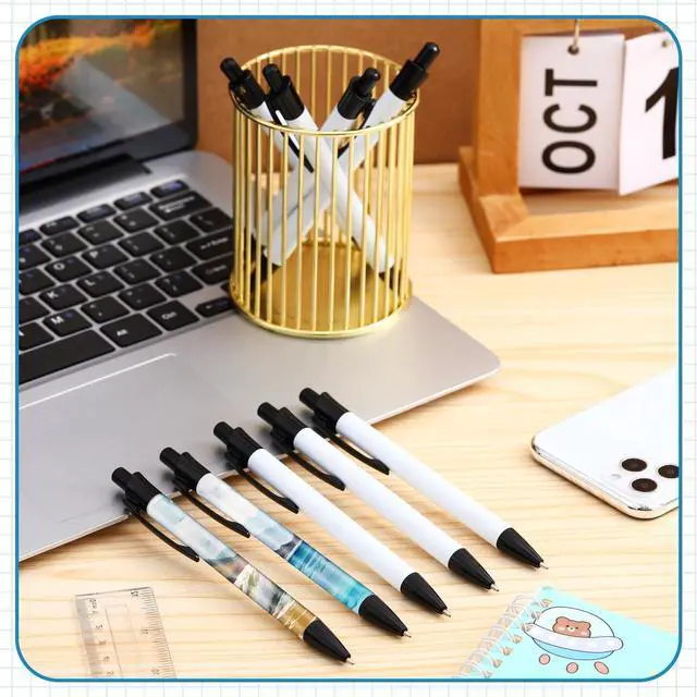 Alt view image 3 of 6 - Sublimation Pens Blank Heat Transfer Pen Sublimation Ballpoint Pen with Shrink Wrap White Aluminum Customized Clip Pen School Supplies for Christmas Office School Stationery Supplies (100 Sets)