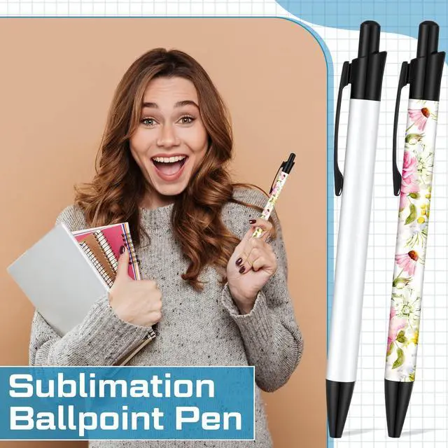 Alt view image 4 of 6 - Sublimation Pens Blank Heat Transfer Pen Sublimation Ballpoint Pen with Shrink Wrap White Aluminum Customized Clip Pen School Supplies for Christmas Office School Stationery Supplies (100 Sets)
