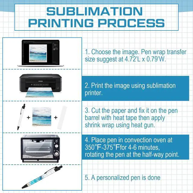 Alt view image 6 of 6 - Sublimation Pens Blank Heat Transfer Pen Sublimation Ballpoint Pen with Shrink Wrap White Aluminum Customized Clip Pen School Supplies for Christmas Office School Stationery Supplies (100 Sets)