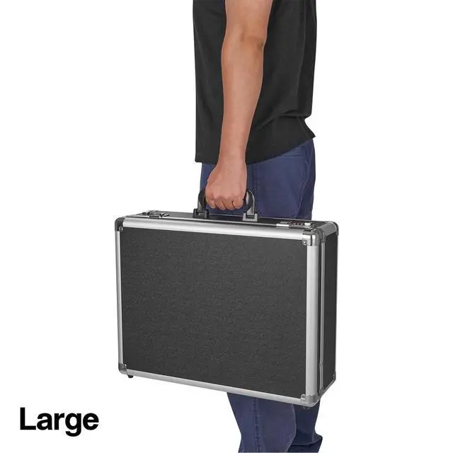 Alt view image 5 of 7 - File Organizer Storage Box - 18.8 x 14.5 x 6.2 Inch X-Large, Portable Locking Storage Totes with Dual Combination Locks, Lock Boxes for Personal Items, Cash, Briefcase - Black
