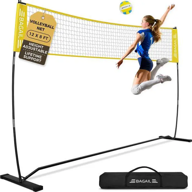 Main image of Volleyball Net, 12ft/20ft Portable Volleyball Net for Backyard - Adjustable Height, Heavy-Duty Frame, Freestanding Design - Portable Outdoor/Indoor Volleyball Set with Carry Bag
