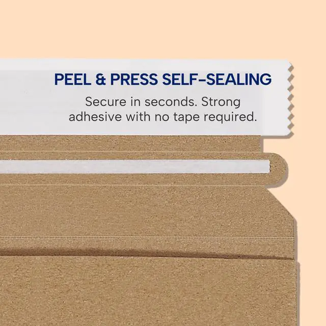 Alt view image 4 of 7 - Tape Logic 6 x 6' Stayflats Brand Rigid Flat Mailers, Kraft (Pack of 200) Photo Document Mailers, Peel & Seal Closure, Tear Strip Easy Opening