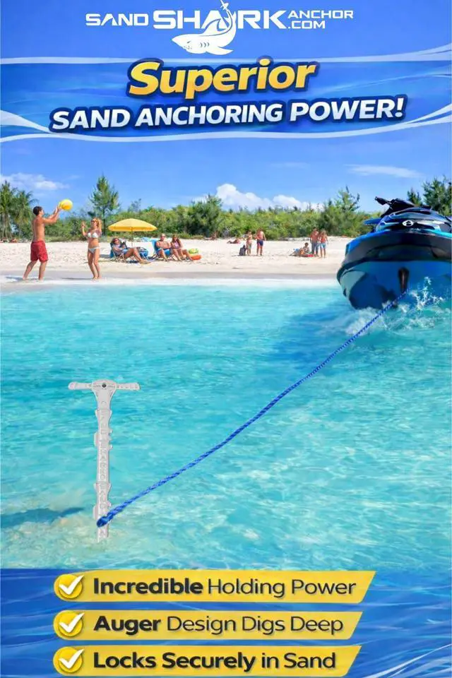 Alt view image 4 of 7 - SandShark New Sport Boat Anchor and Jet Ski Anchor. Shallow Water Anchor Pole for Boat and PWC. Sand Anchor Kit for Boat and Kayak Anchor System. Easy Storage, High-Strength ABS