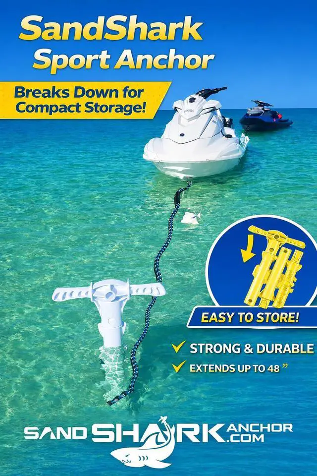 Alt view image 3 of 7 - SandShark New Sport Boat Anchor and Jet Ski Anchor. Shallow Water Anchor Pole for Boat and PWC. Sand Anchor Kit for Boat and Kayak Anchor System. Easy Storage, High-Strength ABS
