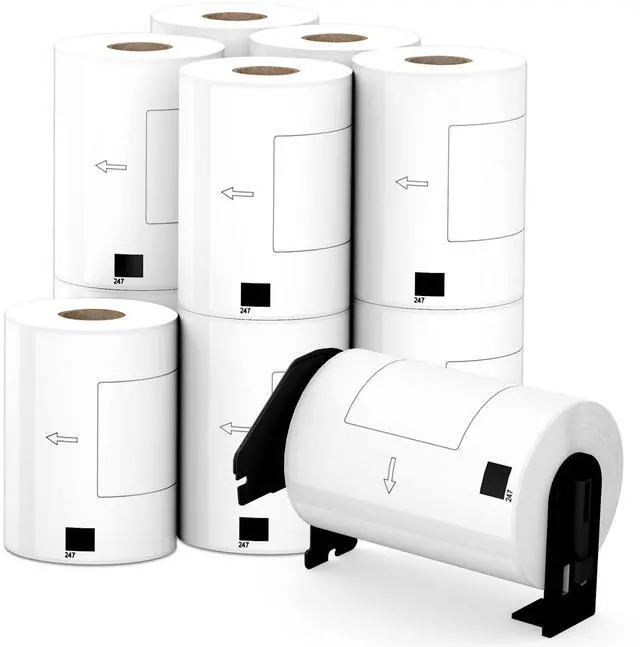 Main image of Compatible 4.07" x 6.4" Die-Cut Large Labels Replacement for DK-1247 Shipping Address Compatible with Brother QL-1110NWB Label Printers (12 Rolls + 1 Frame, 180 Labels/Roll)