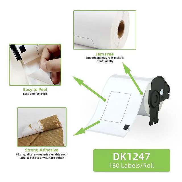 Alt view image 4 of 7 - Compatible 4.07" x 6.4" Die-Cut Large Labels Replacement for DK-1247 Shipping Address Compatible with Brother QL-1110NWB Label Printers (12 Rolls + 1 Frame, 180 Labels/Roll)