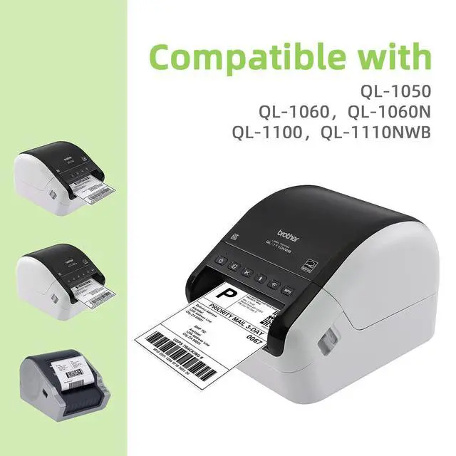 Alt view image 6 of 7 - Compatible 4.07" x 6.4" Die-Cut Large Labels Replacement for DK-1247 Shipping Address Compatible with Brother QL-1110NWB Label Printers (12 Rolls + 1 Frame, 180 Labels/Roll)