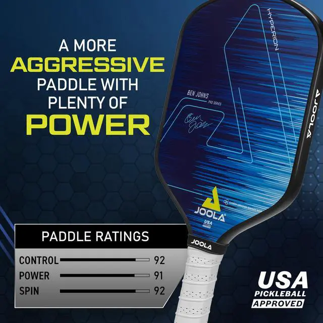 Alt view image 2 of 6 - Ben Johns Hyperion Pickleball Paddle - Select Raw Carbon Surface or Carbon Abrasion Surface for Increased Power and Spin - Elongated Grip Handle - Carbon Fiber Pickleball Paddle - USAP Approved