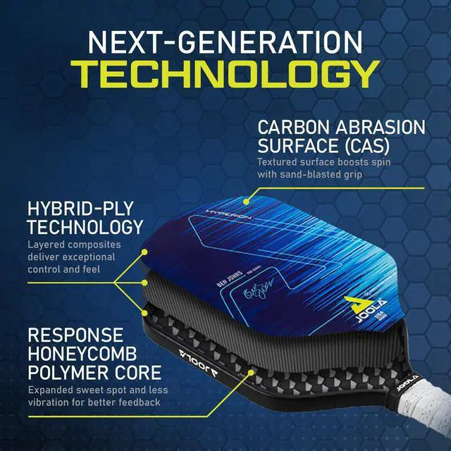 Alt view image 4 of 6 - Ben Johns Hyperion Pickleball Paddle - Select Raw Carbon Surface or Carbon Abrasion Surface for Increased Power and Spin - Elongated Grip Handle - Carbon Fiber Pickleball Paddle - USAP Approved